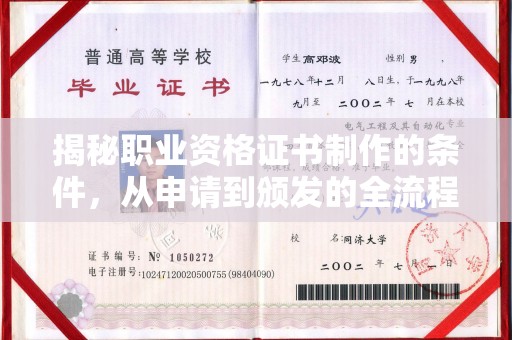 丰城揭秘职业资格证书制作的条件，从申请到颁发的全流程解析